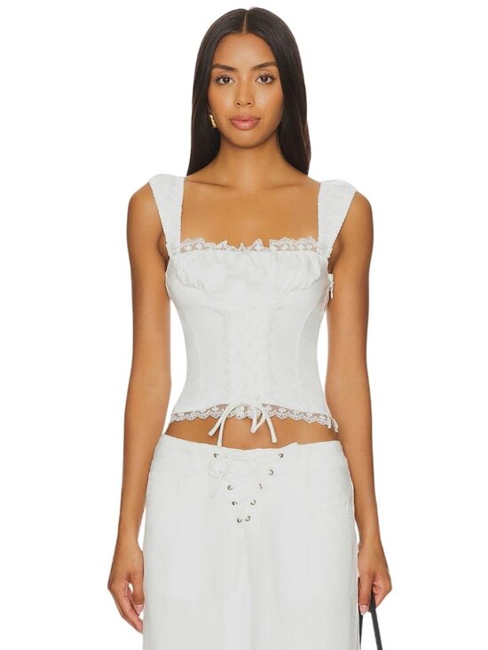 Lioness Tops - LIONESS Palmer Corset in Porcelain White Small New Womens Sleeveless Tank Top
